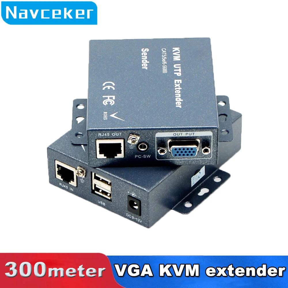 IP Ʈũ VGA USB KVM ͽٴ, Cat5 5e 6 ̺, 1080P Ű 콺, KVM ͽٴ, VGA  ۽ű, ִ 300m, 1000 Ʈ